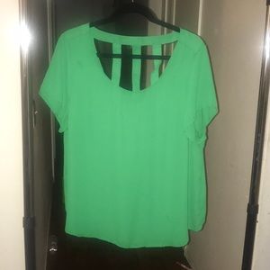 KELLEY GREEN GEORGETTE CAGE BACK BLOUSE